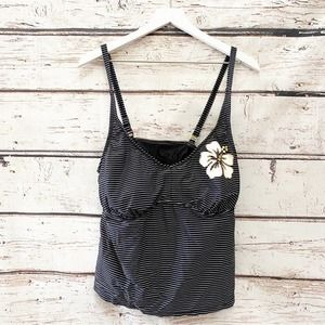 XHILARATION Black Stripe Tankini Bathing Suit Top Sz 2X